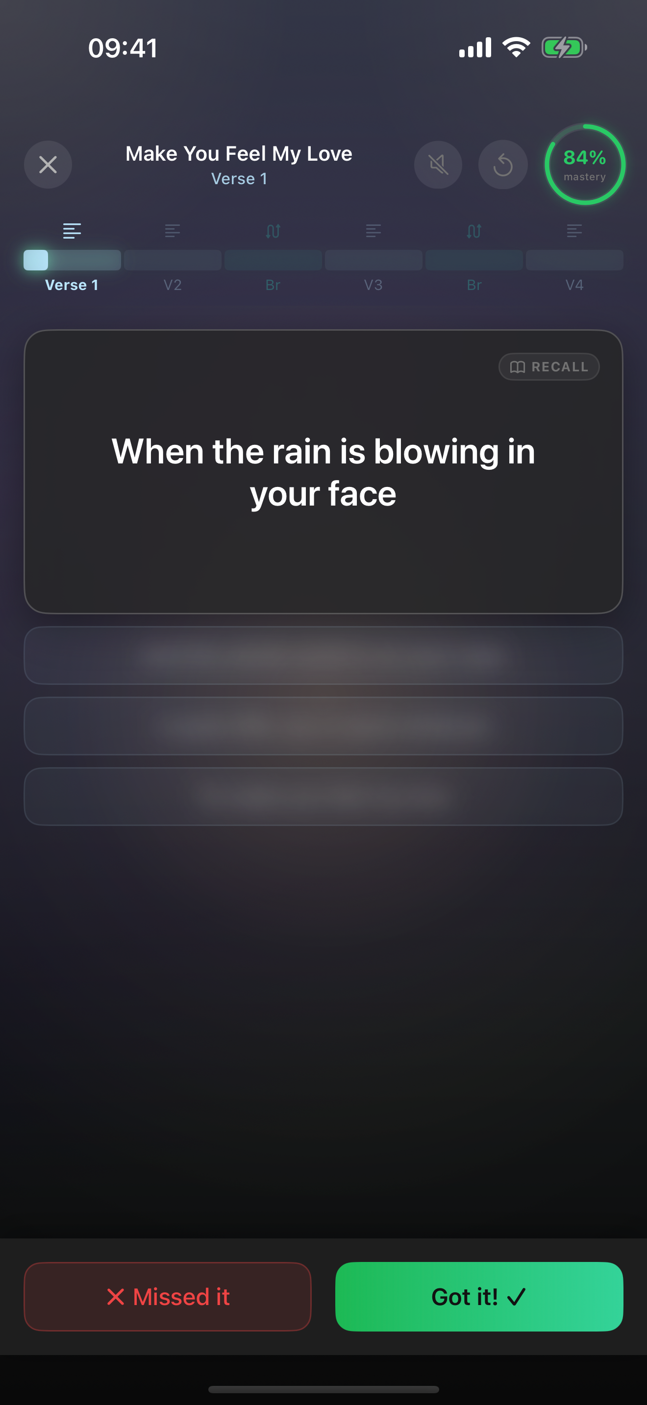 Practice mode — reveal and rate