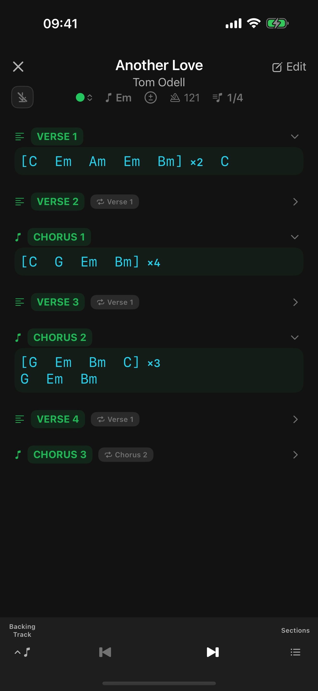 Sections only — minimal on-stage reference