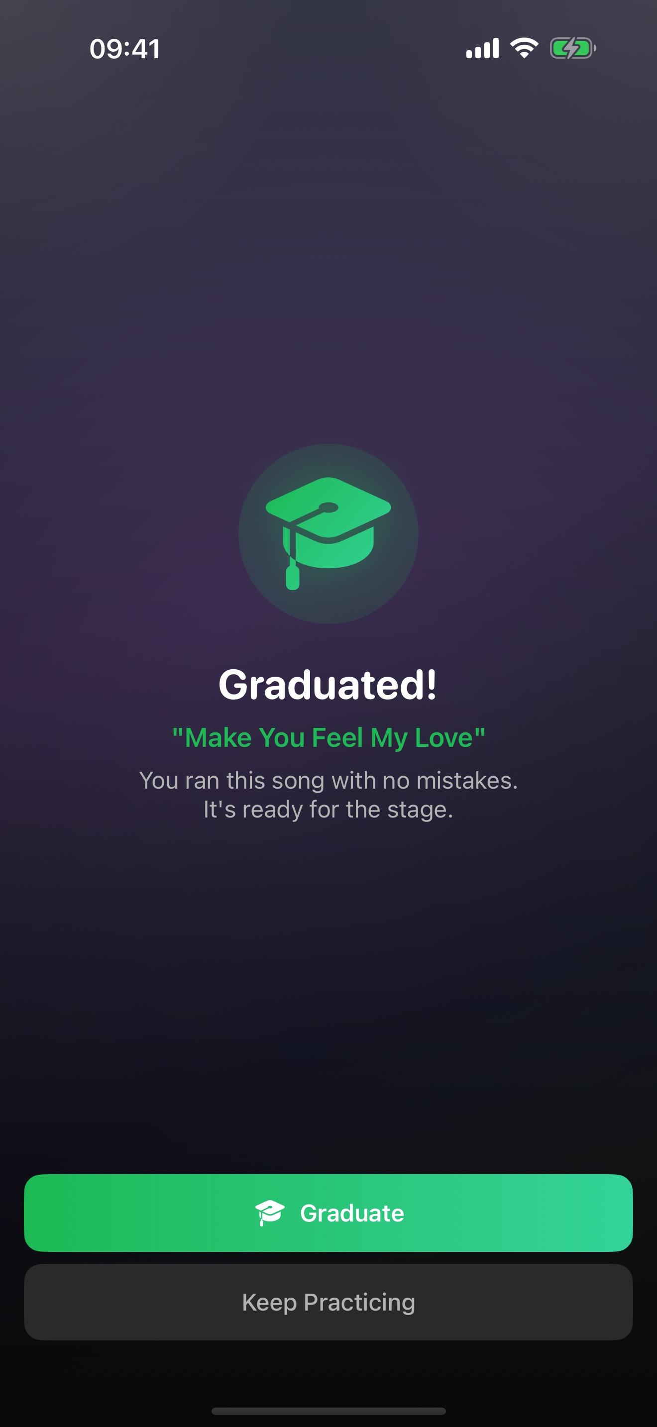 Graduated — song is ready for the stage