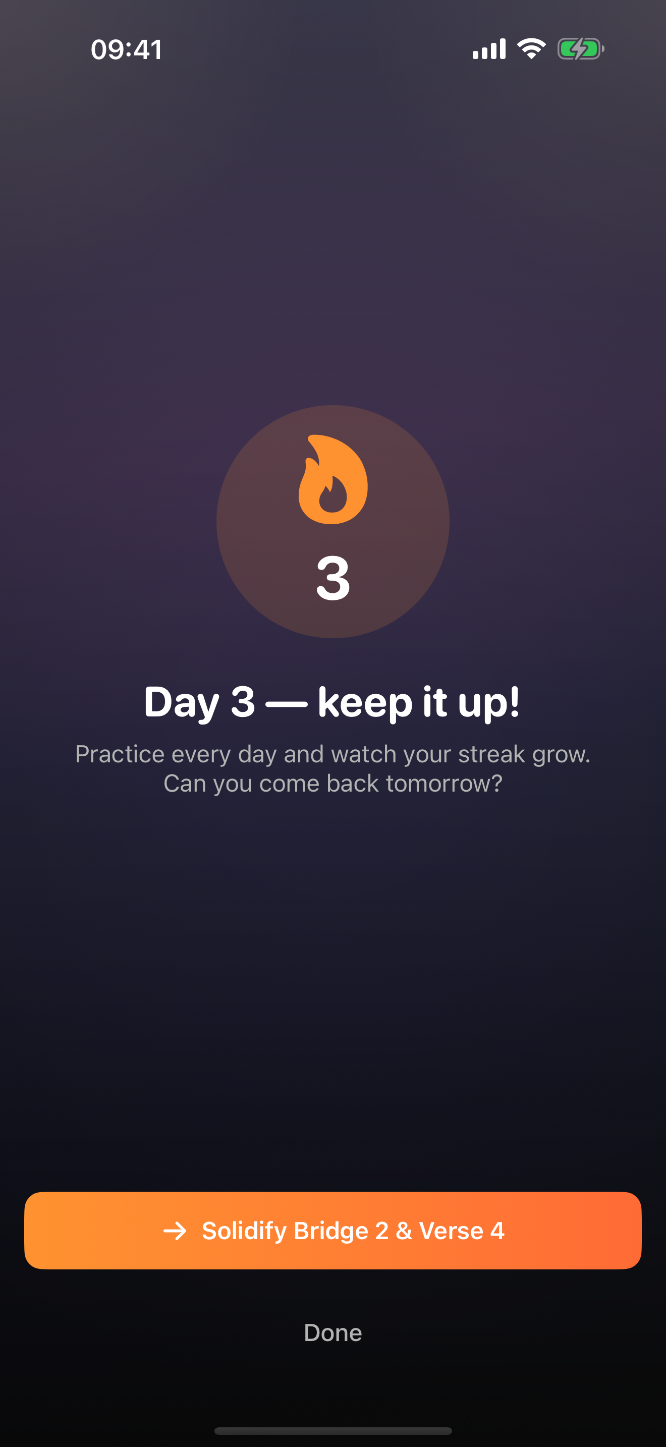 Daily practice streak