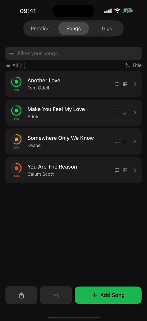 Song detail view